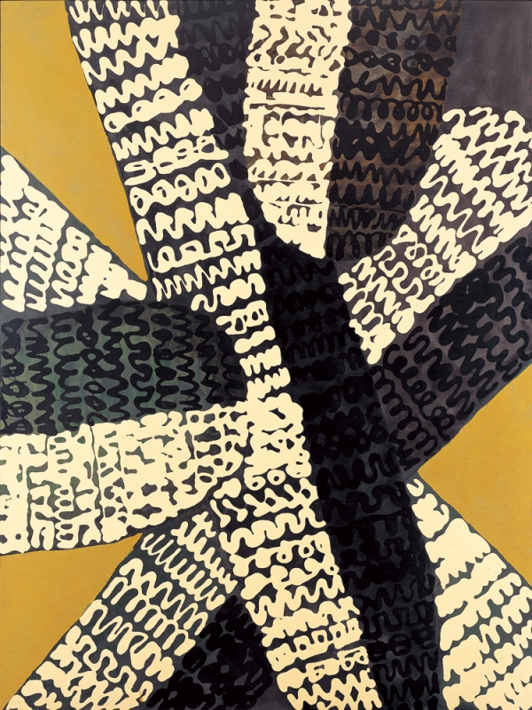 正延正俊《作品》1965年 油彩、エナメル・綿布、板