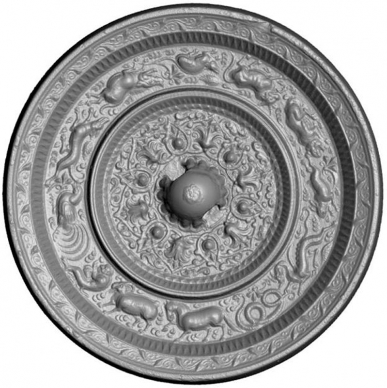 パルメット唐草十二支紋鏡（約1,400年前 図録197）