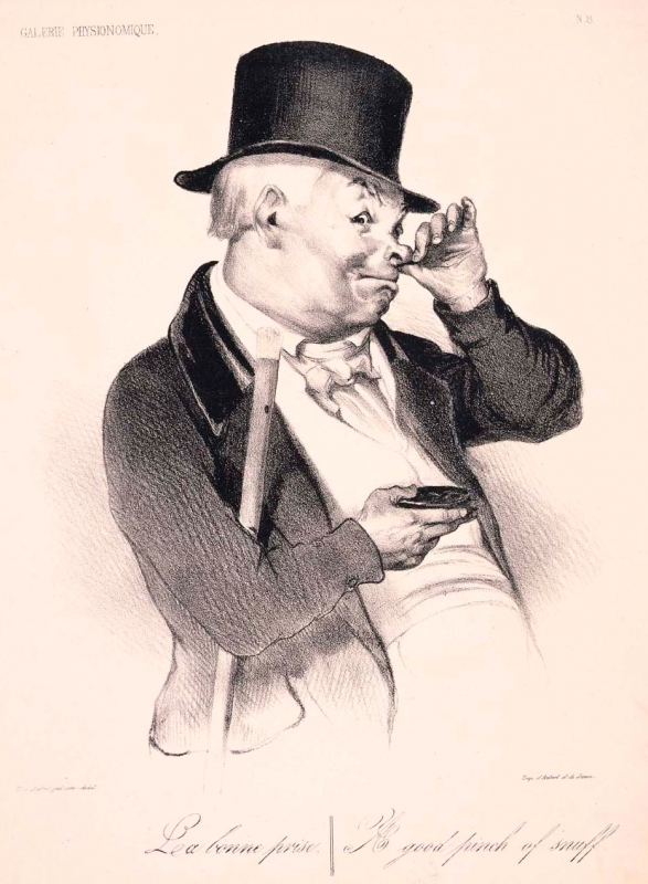 観相学画廊 8　おいしい嗅ぎタバコの一服　1837 年　リトグラフ　当館蔵