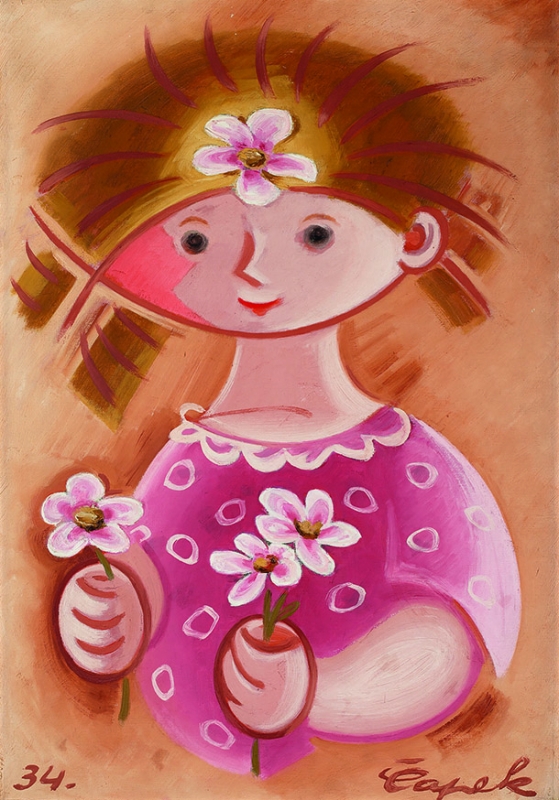 ヨゼフ・チャペック《花を持つ少女》
1934年　油彩、カンヴァス　個人蔵、プラハ