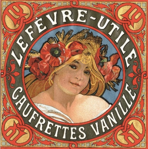 ルフェーヴル＝ウティール社「ヴァニラ風味のゴーフルの箱のラベル」、１８９６年