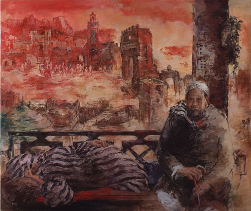 長尾 和《丘の人たち （モロッコ）》1996年　油彩・キャンバス
神戸ゆかりの美術館蔵