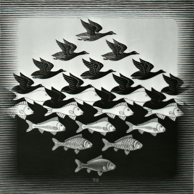 「空と水Ⅰ」1938年　板目木版