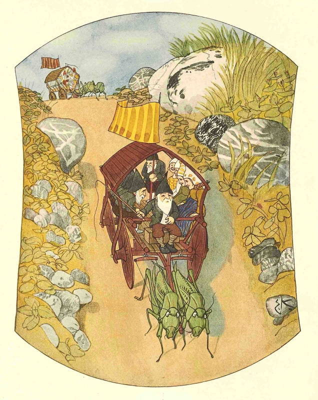 『くさはらのこびと』より《車に乗るこびとたち》, 1902 年　小さな絵本美術館蔵