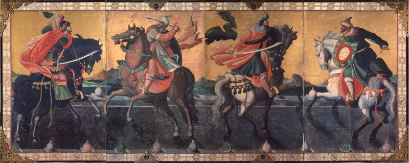 重要文化財　泰西王侯騎馬図屏風　江戸時代　17世紀初期［通期］　神戸市立博物館蔵
