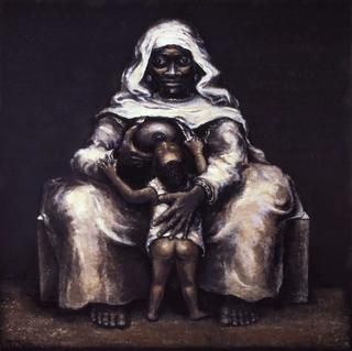 中西勝《黒い聖母子》 1974年、当館蔵