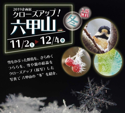 六甲山ビジターセンター企画展『クローズアップ！六甲山 “冬”』　神戸市灘区