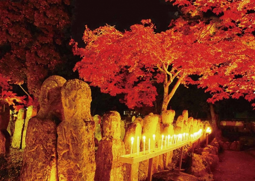 兵庫県指定文化財 羅漢寺『五百羅漢 紅葉ライトアップ』加西市