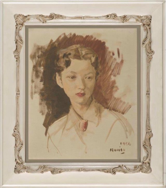 八千草薫氏遺贈《婦人像》（1956年、油彩・キャンバス、45.7×37.9cm）
