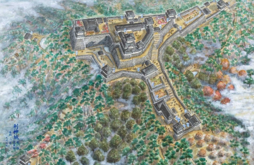 国指定史跡「利神城」（佐用町）の想像復原図が完成
