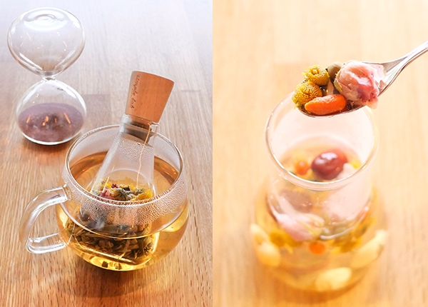 （左）オリジナルブレンド 甜蜜蜜（ティムマッマッ）
（右）食べる八宝茶