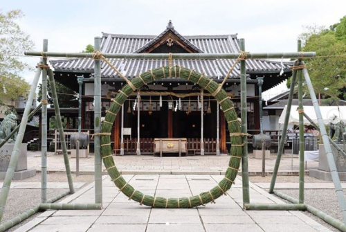 播磨国総社 「大茅（おおち）の輪」期間延長して設置　姫路市
