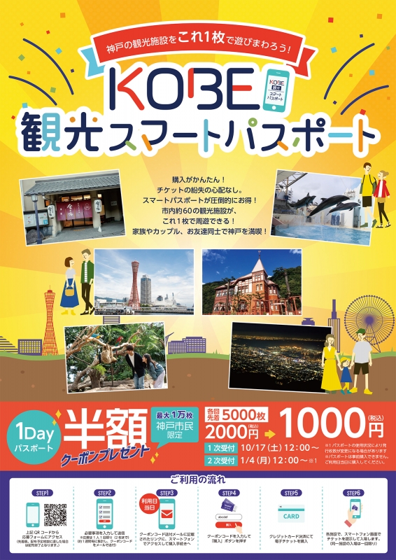 KOBE観光スマートパスポート　神戸市民限定「半額クーポン」先着順で配布 [画像]