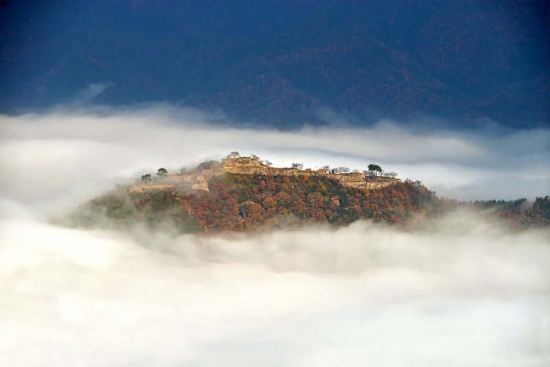 立雲峡からみる雲海の中の竹田城跡「写真提供：吉田　利栄さん」