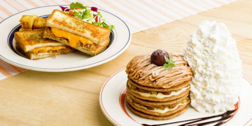 Eggs ’n Thingsに秋限定モンブランパンケーキとホットサンド登場