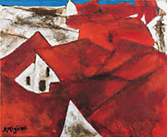 三岸節子《アルカディアの赤い屋根（ガヂスにて）》1988（昭和63）年
一宮市三岸節子記念美術館蔵©MIGISHI