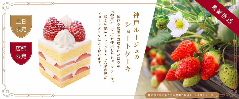 神戸ルージュのショートケーキ 本体価格580円