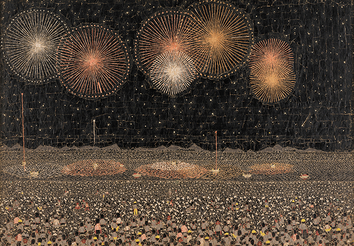 《長岡の花火》貼絵／1950（昭和25）年
©Kiyoshi Yamashita／STEPeast 2022