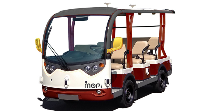 車種 「マイクロ・ロボットタクシー Mopi」あらかじめ設定したルートを自動で走行するグリーンスローモビリティ