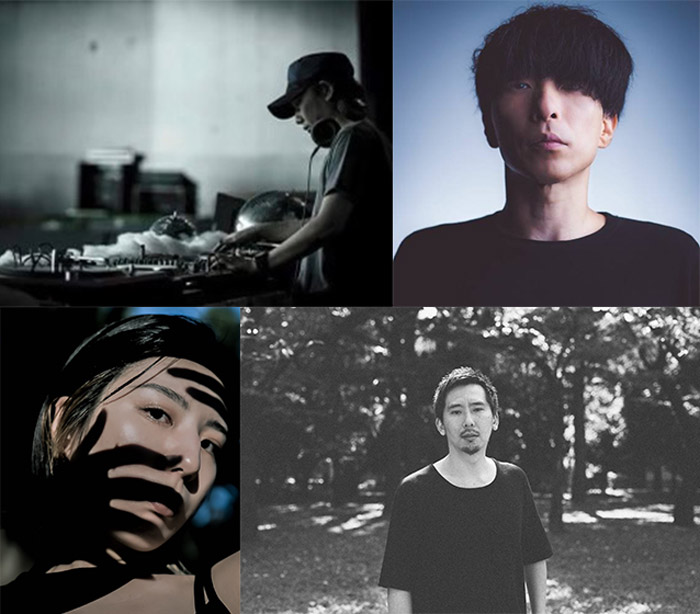 1月27日出演アーティスト
【左上から時計回りに】DAIJIRO（DIGITALBLOCK）、TAICHI KAWAHIRA（Brightness | REWLOOLA | SINTONIA）、DJ SODEYAMA（трип / Dynamic Reflection）、ERIMIYA（Akachochin Crew / En Festival）