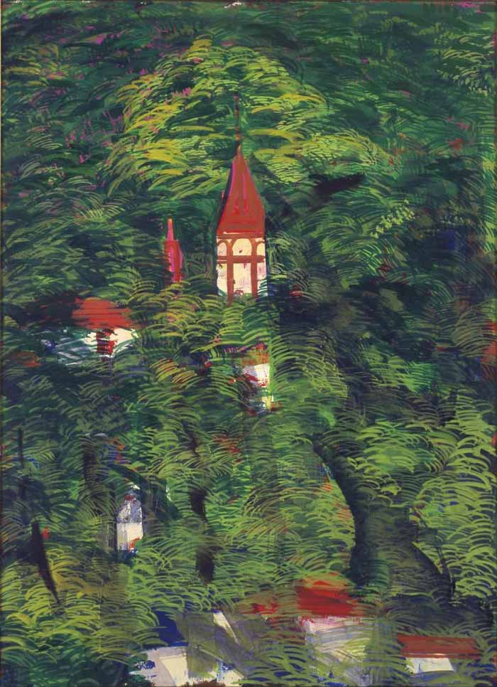角　卓《艶景（異人館）》1991年　油彩・キャンバス　72.5×53.0㎝