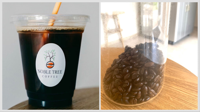 夏に美味しい極深オリジナル「アイスコーヒー」350円（税込）。氷が入ることなども計算したうえで焙煎しています　出典（画像左）：Noble Tree Coffee Roasters Instagram