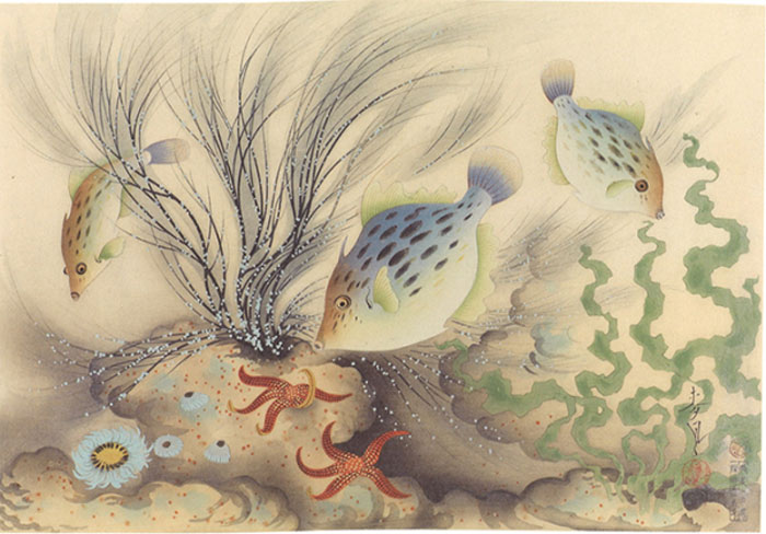 大野麥風《カワハギ》　『大日本魚類画集』所収　1938年　姫路市立美術館蔵