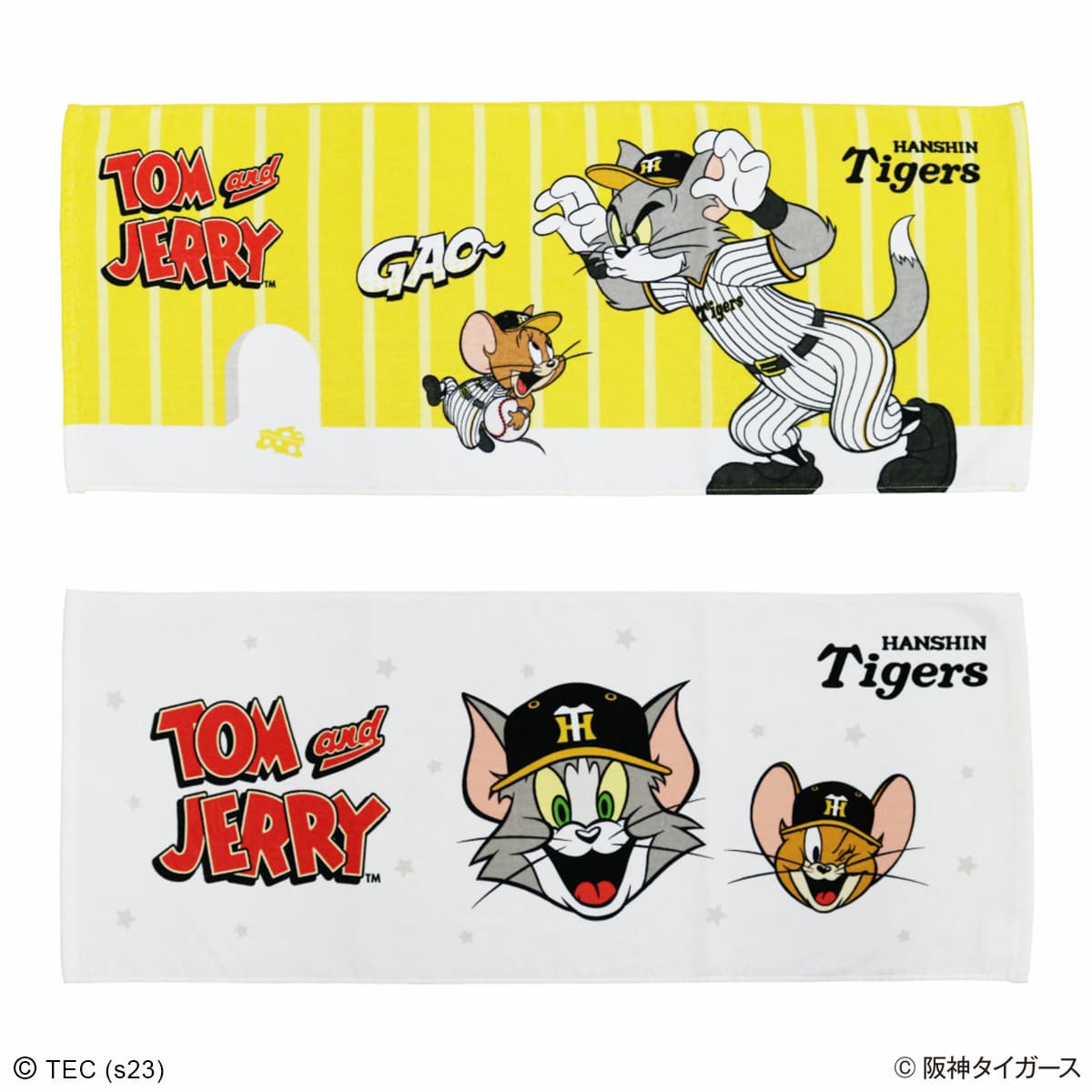 「TOM and JERRY&times;阪神タイガース フェイスタオル」各2,750円（税込）