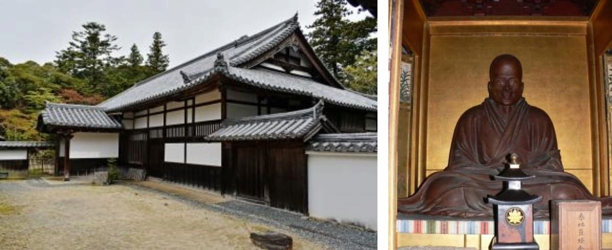 左：十妙院（国指定重要文化財）、右：木造性空坐像（国指定重要文化財）