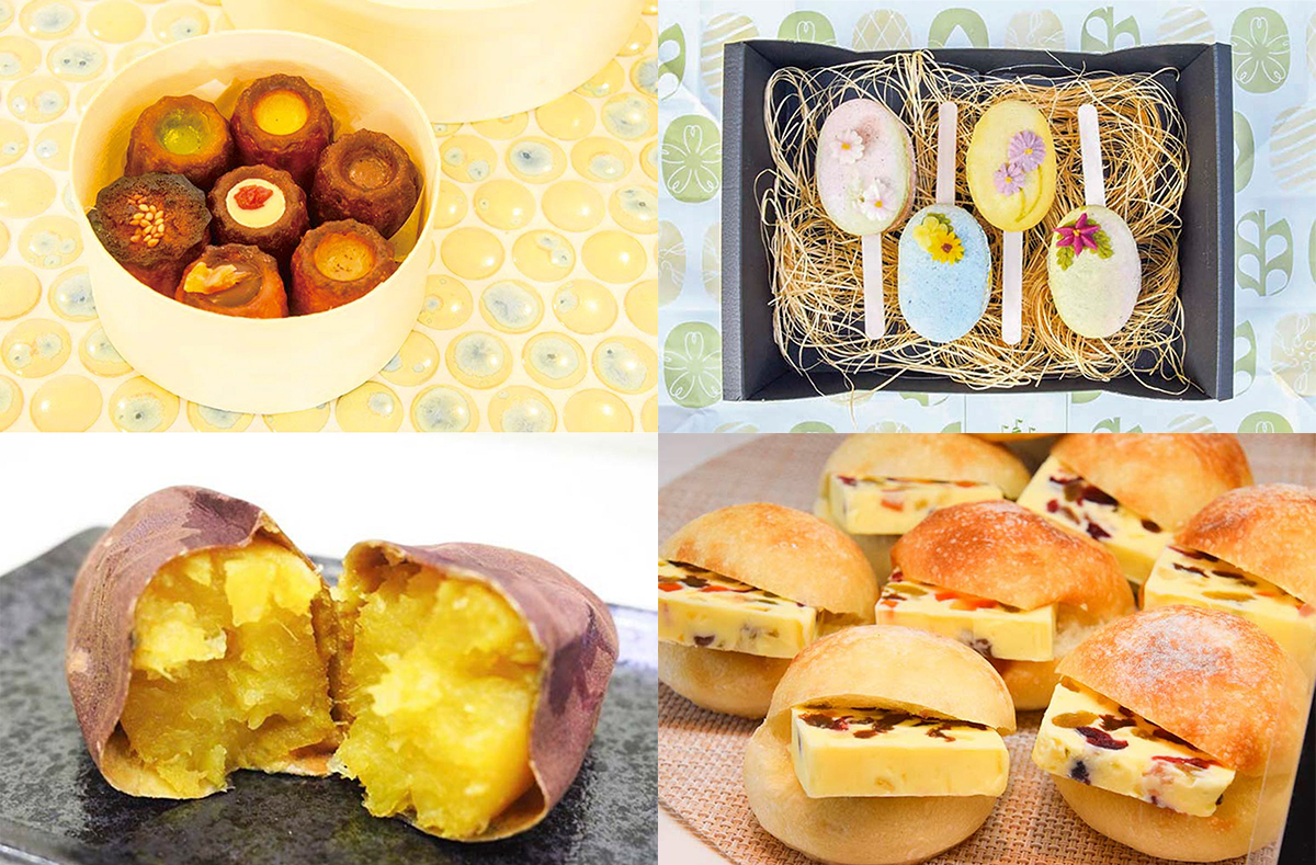 画像左上「No123」、右上「いろはのおと」、左下「神戸芋屋 志のもと」、右下「boulangerie recolte」