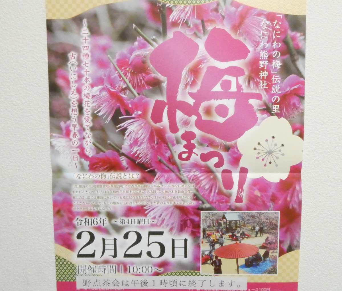難波熊野神社（なにわくまのじんじゃ）で『梅まつり』開催　尼崎市 [画像]