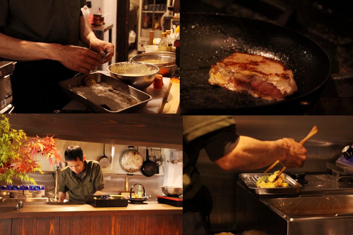 天ぷらからステーキまで&hellip;、手際良く次々と料理が出来上がっていきます