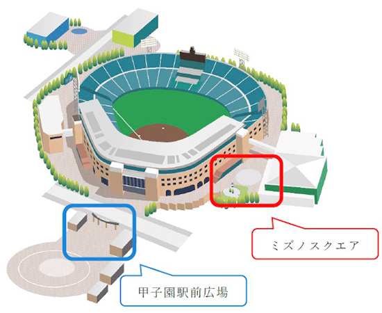 イベントは甲子園駅前広場、阪神甲子園球場外周1塁側ミズノスクエアで開催
