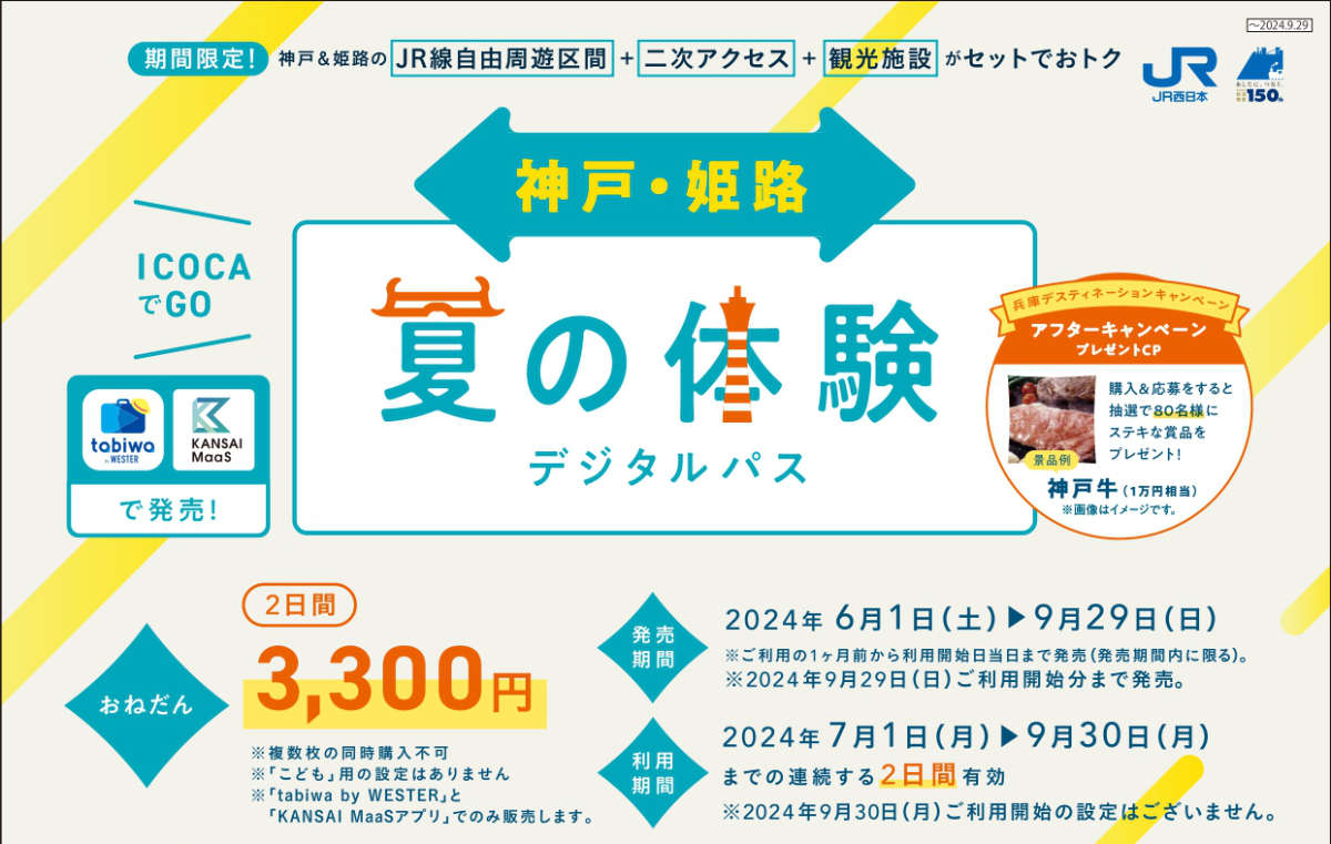 JR西日本が「ひょうご夏の体験デジタルパス（3日間）」「神戸・姫路 夏の体験デジタルパス（2日間）」の販売開始　神戸市など [画像]