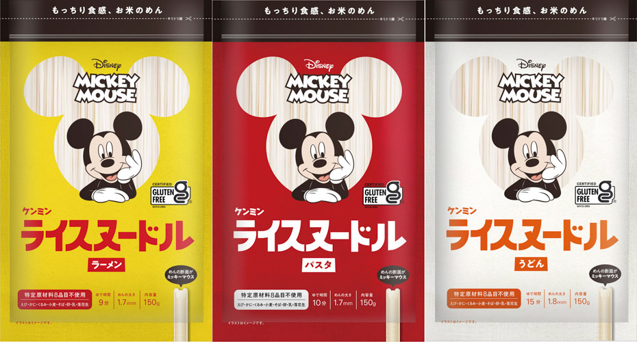 めんがミッキーマウスの顔のカタチになった「ミッキーマウス／ライスヌードル」をケンミン食品が発売 [画像]