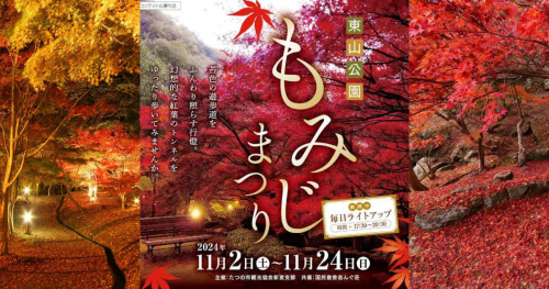 夜空を彩るライトアップ「東山公園もみじまつり」が今年も開催