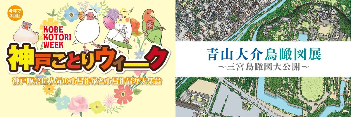 神戸阪急で小鳥作品が集まる「ことりウィーク」と「青山大介鳥瞰図展」開催 神戸市 [画像]