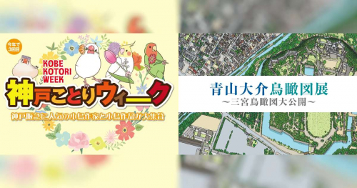 神戸阪急で小鳥作品が集まる「ことりウィーク」と「青山大介鳥瞰図展」開催