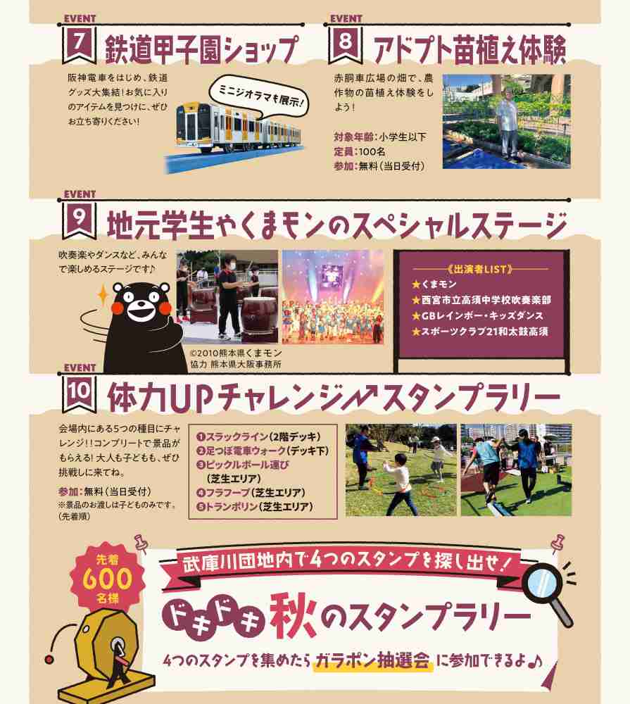 くまもん登場！武庫川団地赤胴車のある広場で「赤胴車マルシェ」「こどもフェスタ」開催 西宮市 [画像]